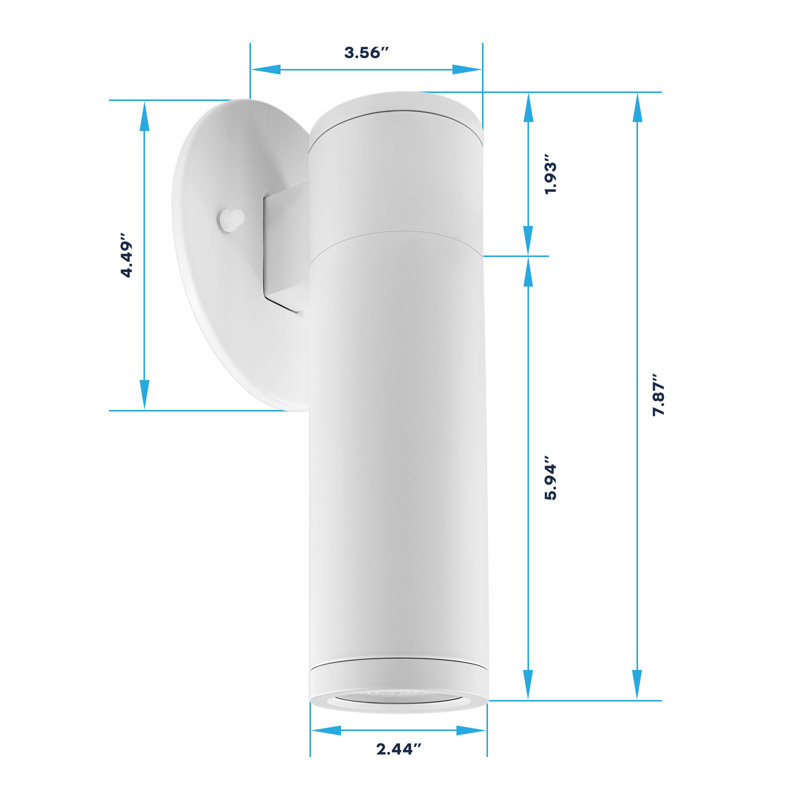  2.5-Inch LED Cylinder Wall Light Fixture, 15W, 1100 Lumens, 5CCT Selectable, CRI 90, Dual Dimmable (TRIAC/0–10V) 120–277V, IC Rated ETL White