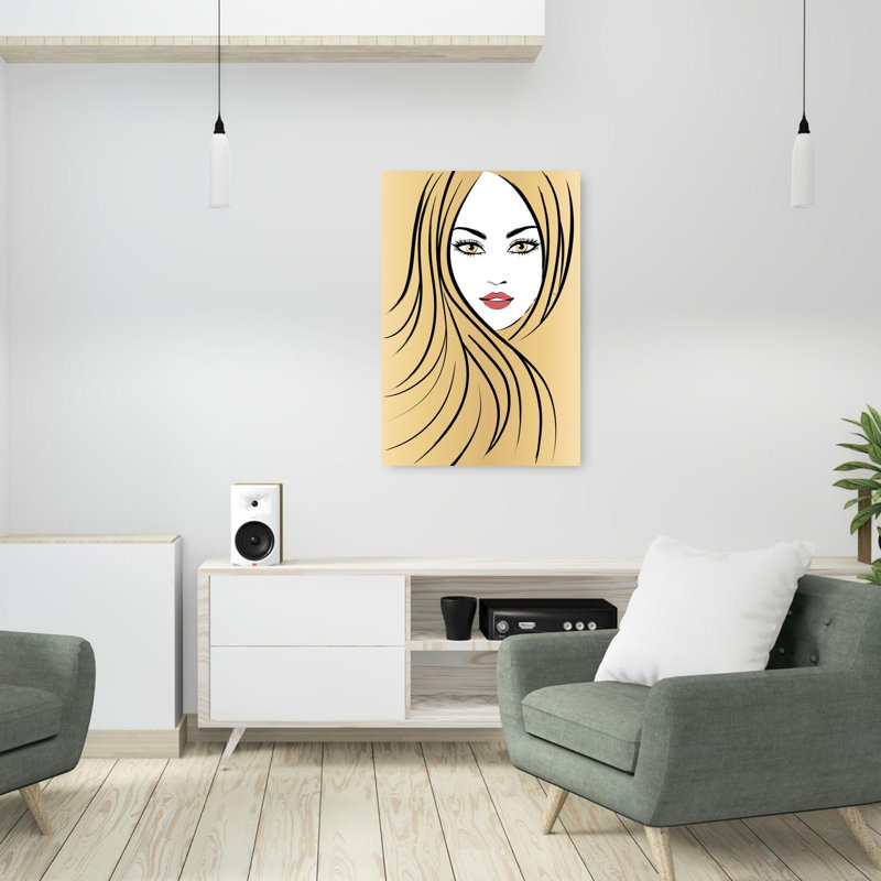 Captivating Blonde Beauty Contemporary Elegant Minimalist Portrait Wall Art Print 1 Piece Wrapped Canvas Wall Art