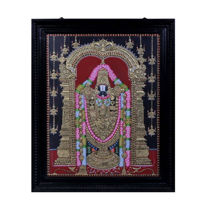 Shree Tirupati Balaji | Couleurs traditionnelles avec or 24 carats | Structure en bois de teck
