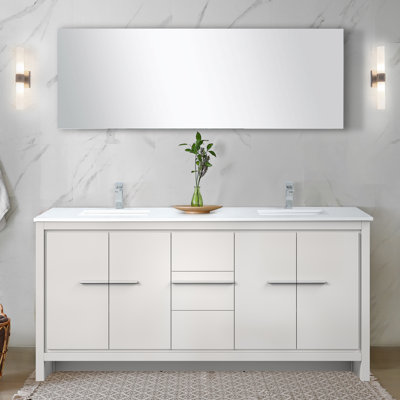 Lafarre 72"" Double Bathroom Vanity Set with Mirror -  Lexora, LVLF72DW311