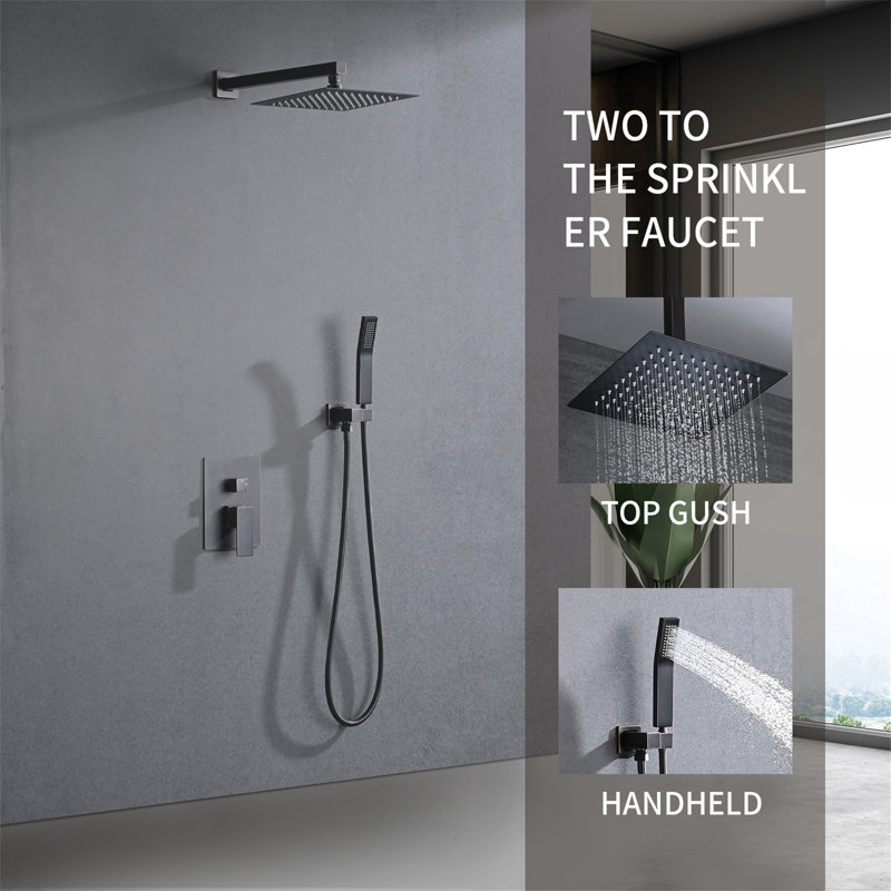 Ensemble de robinet de douche mural avec pomme de douche à effet pluie 10 "et robinet de douche à main