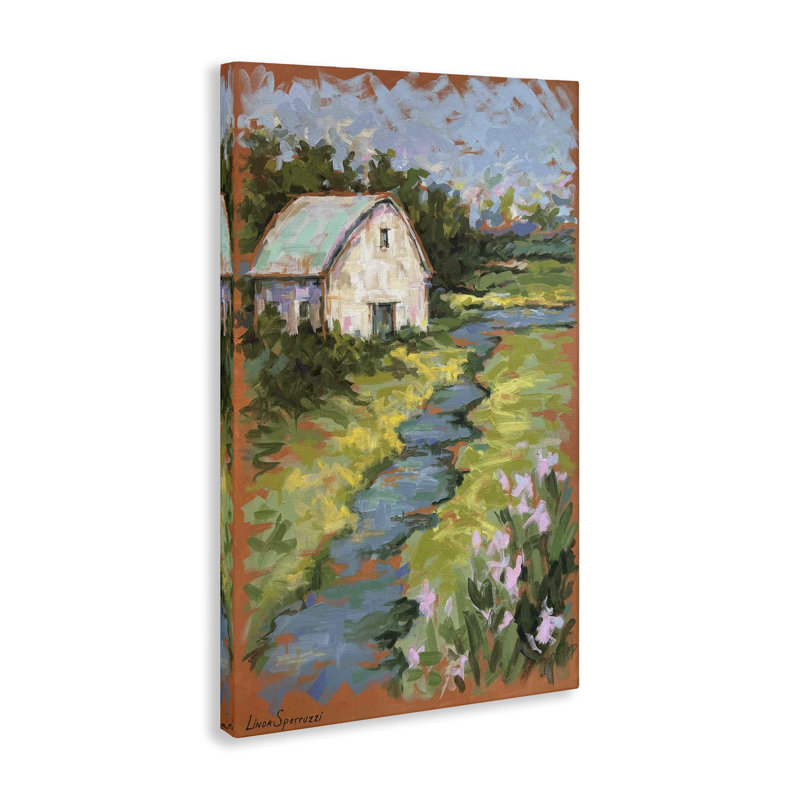 Art mural sur toile Psalm 23 Barn Scene, design par Linda Sperroussi, H 16 po x l 24 po