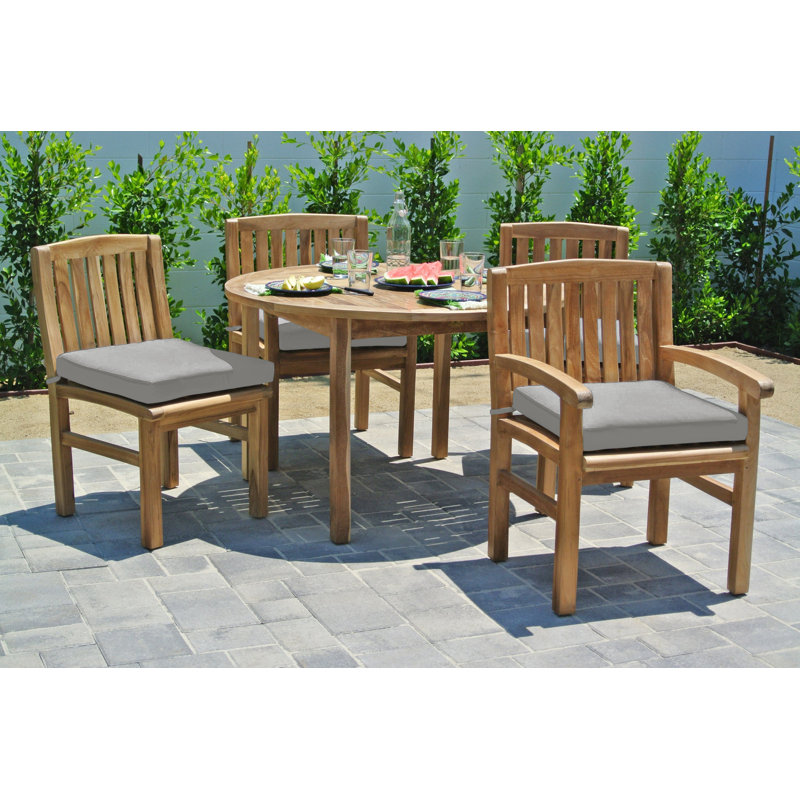 Huntington 5pc Teak Outdoor Dining Set with Sunbrella Cushion, Granite Sunbrella®