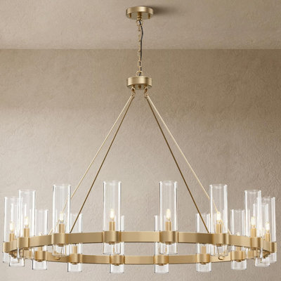 Dhmendar 16 - Light 48'' Glass LED Wagon Wheel Chandelier