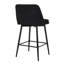 Tabourets de comptoir de 2 tabourets en métal revêtus de lin noir d'une hauteur de 25,6 po pour un coin cuisine moderne-2044709432