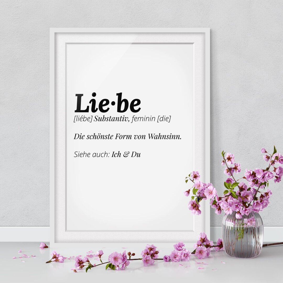 Gerahmtes Papierbild Die Definition von Liebe