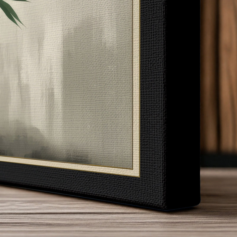 Bamboo in Mist Japandi - Wrapped Canvas, 24x16 - 61.0 x 40.6 cm, Black Border