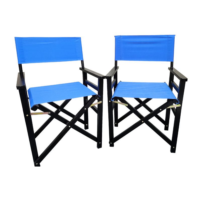 Folding Chair 2 - Solid Wood Director With Canvas In Black. And , Foldable For Easy Transport Storage. 22.61In D, 20.13In W, 36.14In H, 14.02Lb Wooden Black Of 2. Various Occasions. 20" X 23" 36".