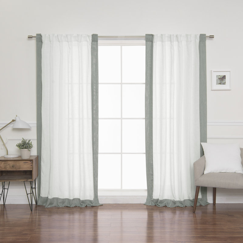 Lithonia Linen Blend Curtain, Bright White/Spruce