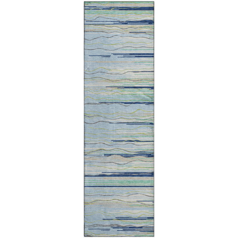 Premium Machine Washable Lyndhurst AMF996 Stripes Rug, Runner 2'3" x 7'6"