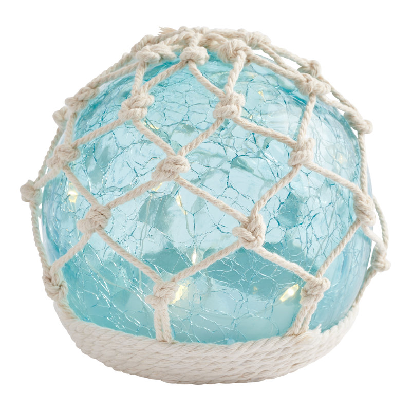 4.4"H Sea Glass Mini Orb Lighting Turqouise, Blue/Clear