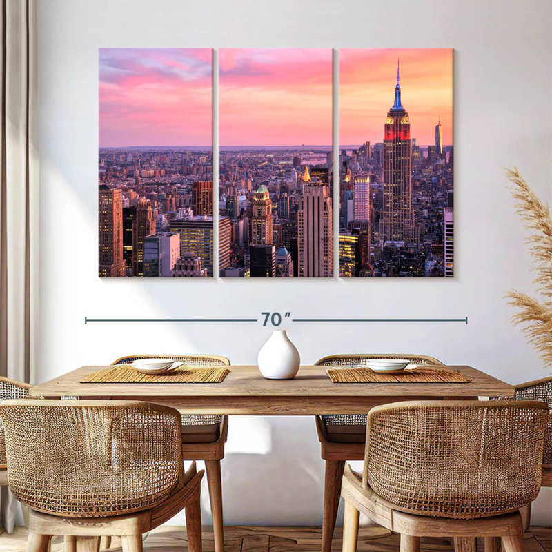 Sebbie NYC Skyline au coucher du soleil, H 42 po x l 65 po