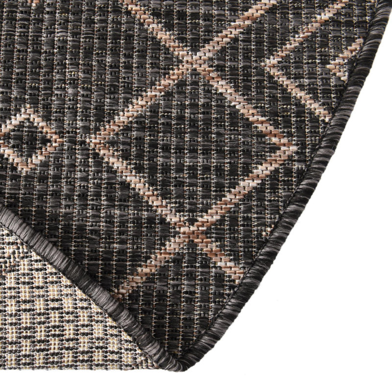 Tapis intérieur / extérieur gris anthracite Leyla, Rond 7 pi 10 po