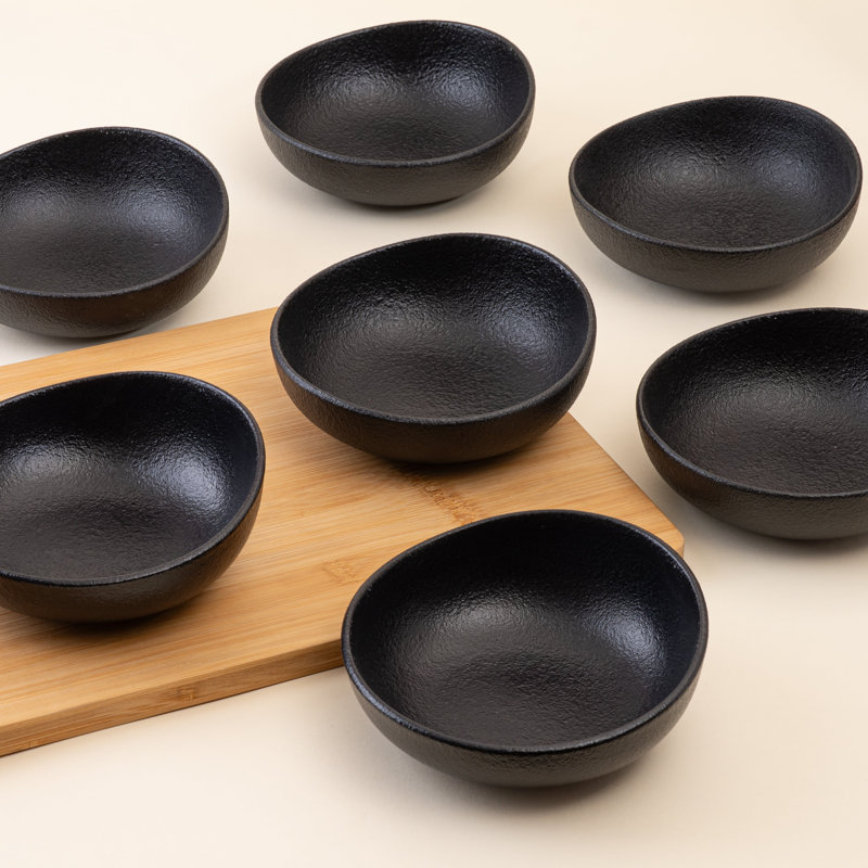 Bol non empilable en porcelaine noire de qualité supérieure de 10,8 oz | Va au micro-ondes et au lave-vaisselle