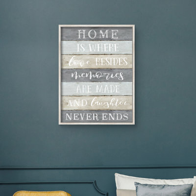 Reproduction d’art textuel sur toile encadrée « rires never ends » par Natalie Carpentieri