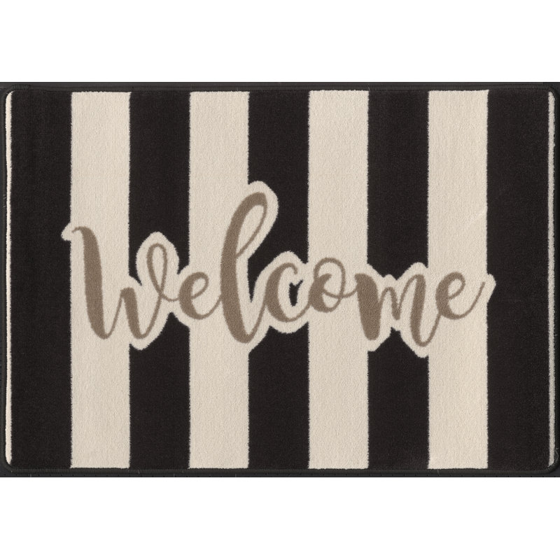 Tapis rayé touffeté noir / blanc Milliken