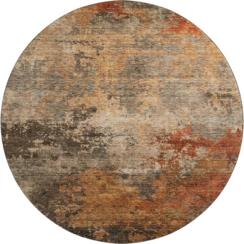 Premium Machine Washable Jessie AMF1216 Abstract Rug, Rond 8 pi