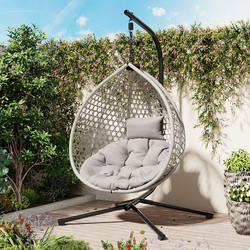 Sturdy Hammock Chair With Stand, Gray, Gray