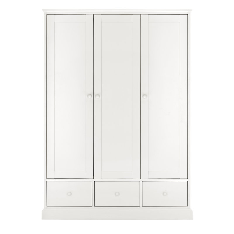 Carolina 3 Door Wardrobe, White