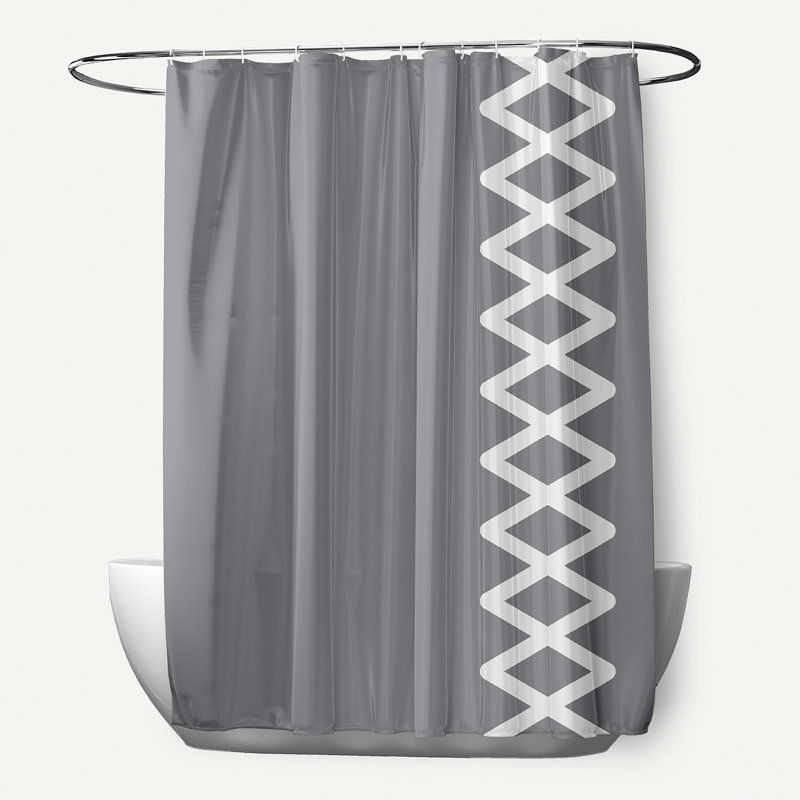 Rideau de douche simple à motif géométrique Lumri, Gris