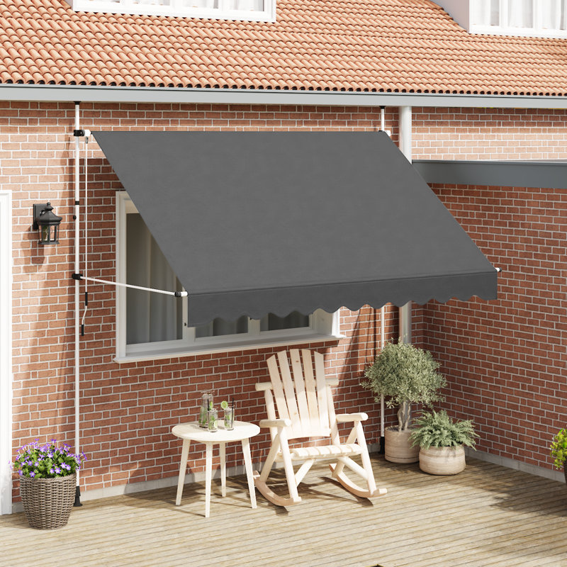 Rollox Retractable Patio Awning, Anthracite, 300cm W x 100cm D