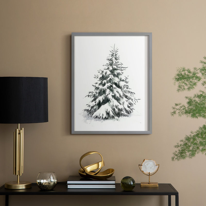 «Christmas Holiday Art», reproduction encadrée en bois massif, Gris, H 21 po x l 17 po