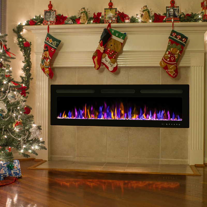 Electric Fireplace Wall Mounted, 17" H x 68" W x 4" D