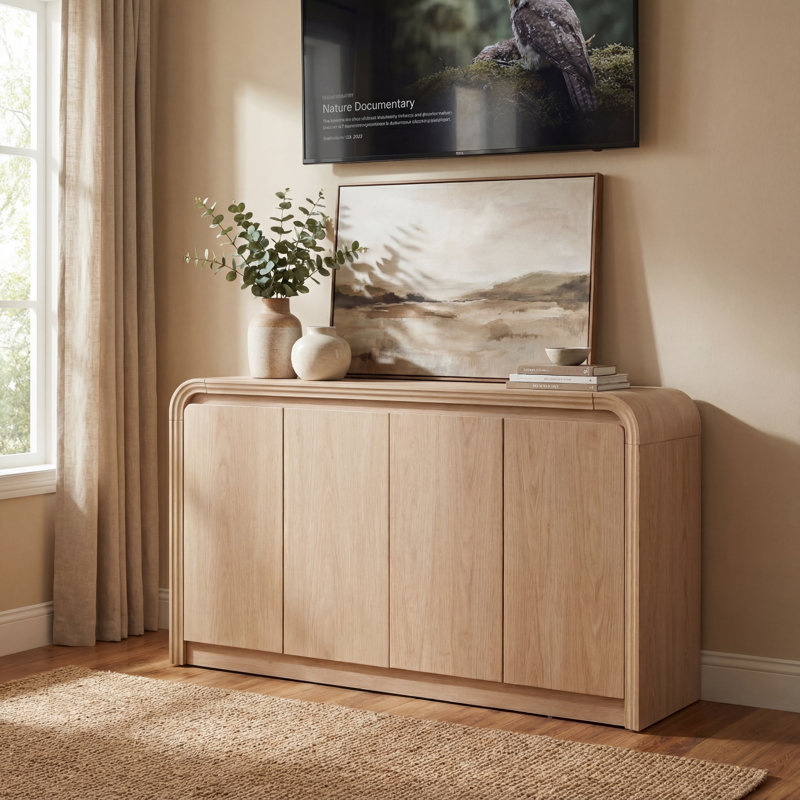 Armoire de rangement en MDF à 4 portes Curved Edge, Orange