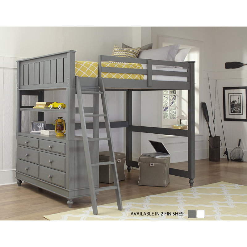 Lit mezzanine double Adriel pour bébés et enfants, Pierre
