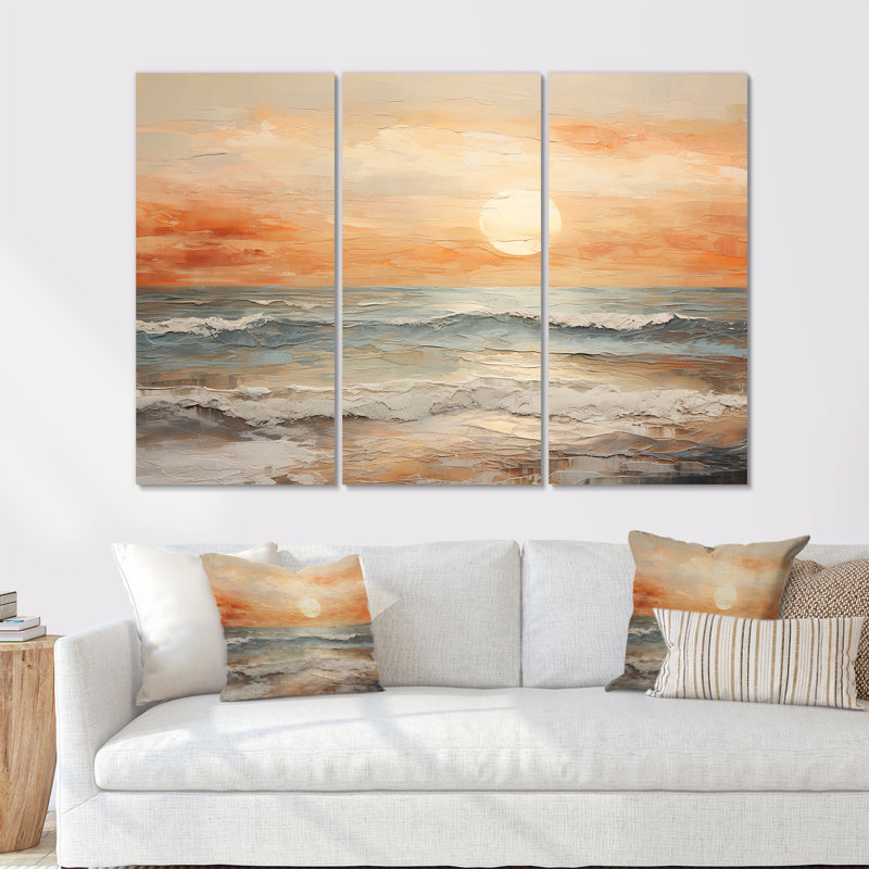 Plemmons - Coastal Sunset, ensemble d'art sur toile, H 40 po x l 60 po x P 1 po, Toile tendue