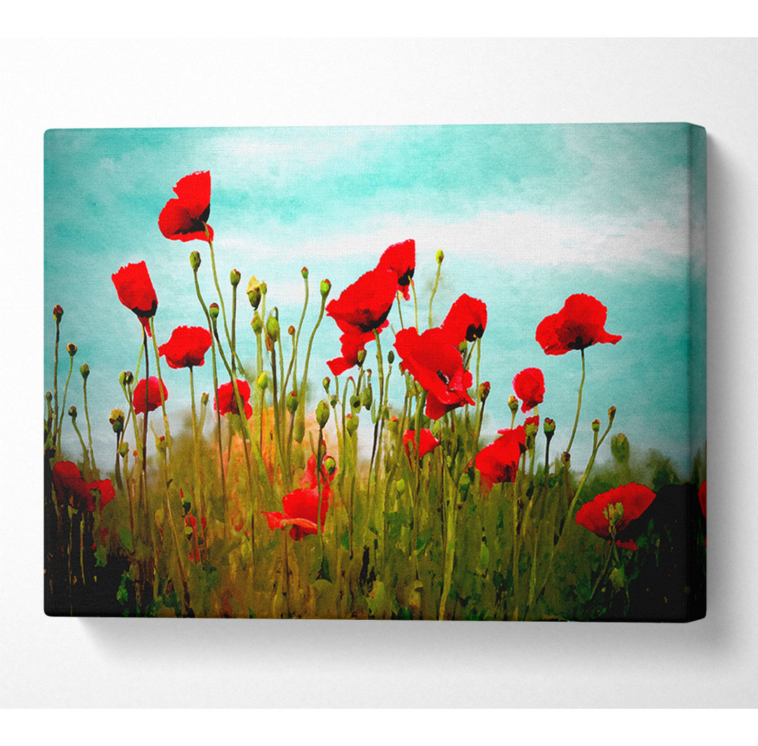 Beautiful Poppy Field Skies - Leinwanddrucke auf Leinwand