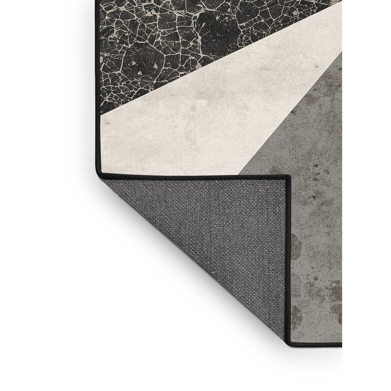 Tapis beige doux et moelleux à motif géométrique minimaliste Kamena, 7 x 9