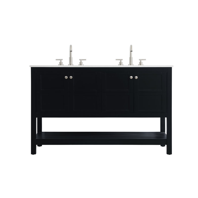 54 inch Double Bathroom Vanity in White, Black