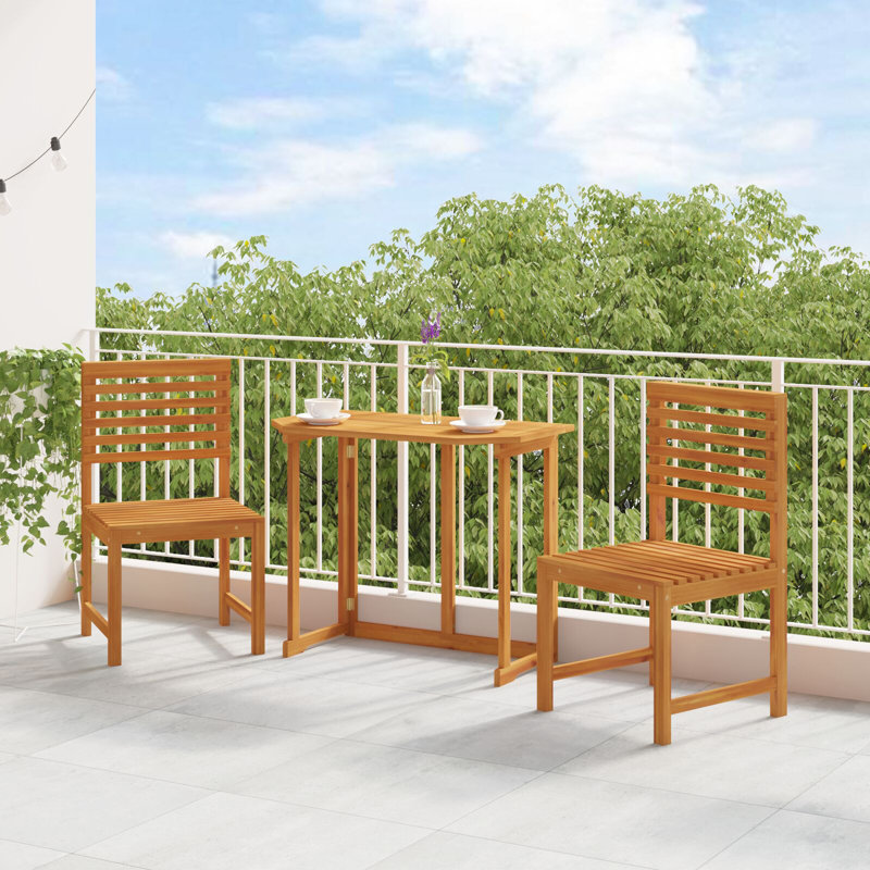 Garden Chair Brown Solid Acacia wood Outdoor Seat Terrace Seating Wood