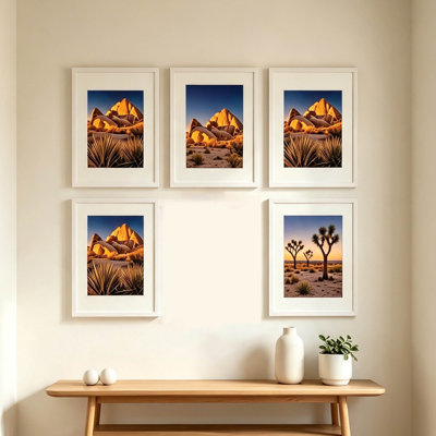 Ensemble de 5 cadres photo 11×17, cadres muraux en PVC avec verre PS et passe-partout sans acide – Affichage horizontal/vertical pour photos, certificats, reproductions d'art