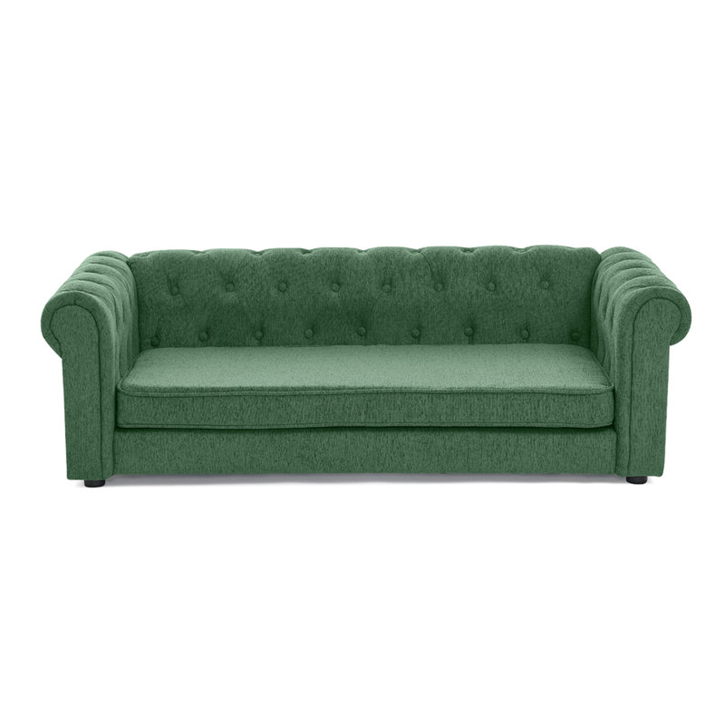 Lit surélevé pour chien de couleur olive, confortable pour les chiens de grande taille, lit à coutures et configuration élégante en mousse de lin surdimensionnée
