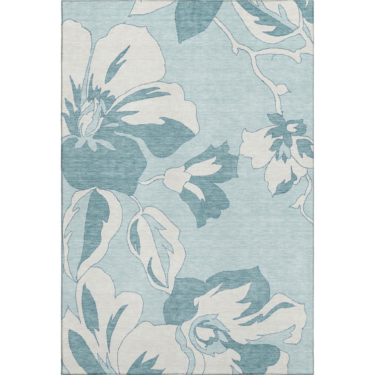Premium Machine Washable Prisco Teal Rug