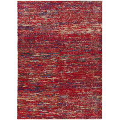 Dexia Cotton Abstract Area Rug in Red
