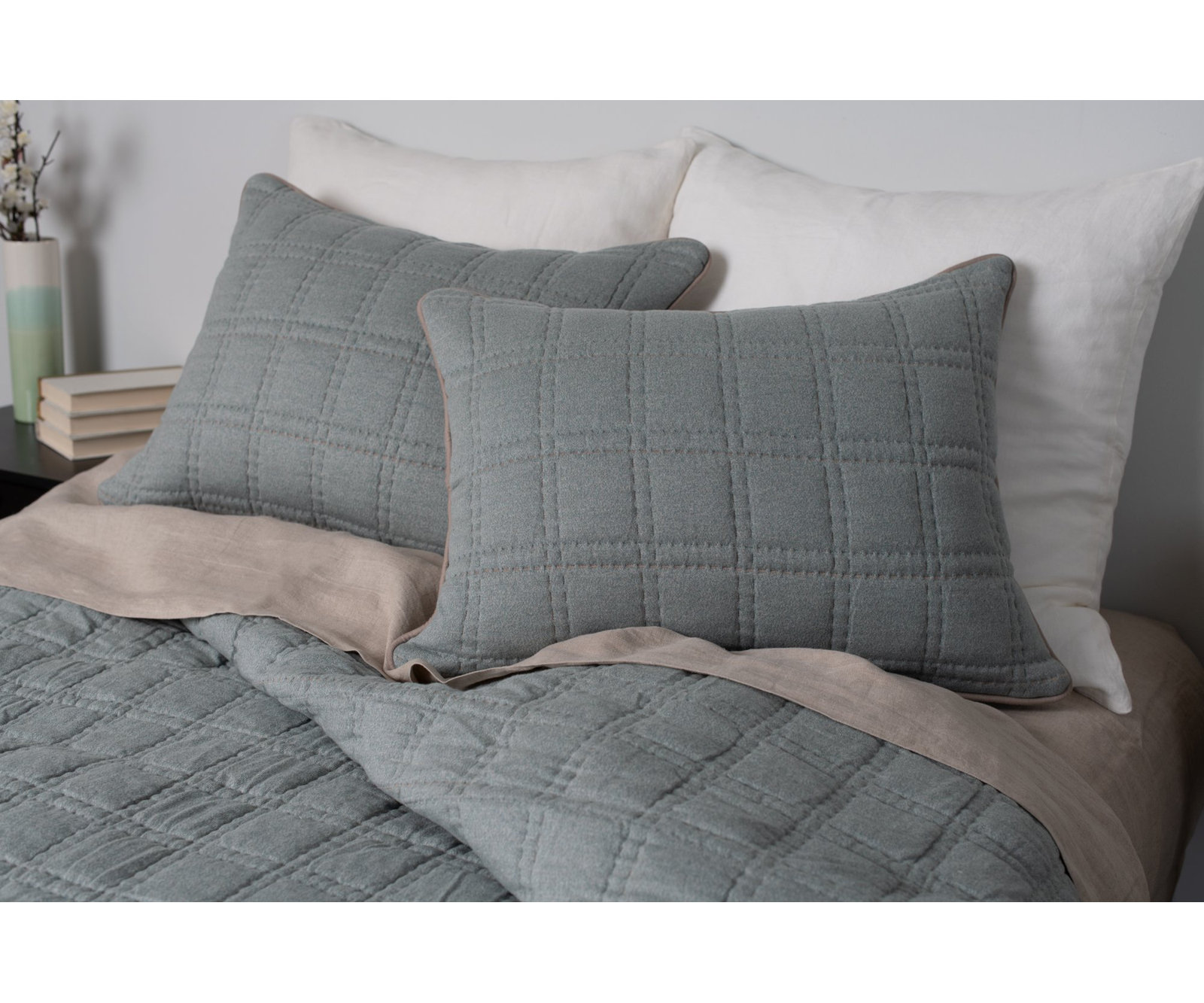 Gana Cotton Quilt Set, King, Mineral