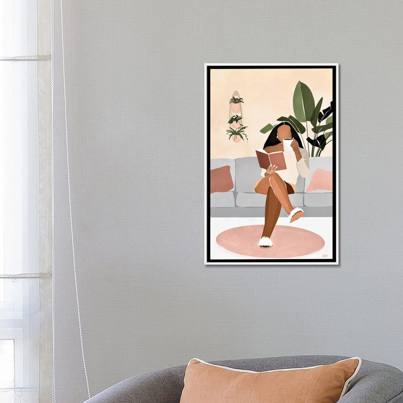 « Lounge » par Bria Nicole-impression d’art graphique, H 26 po x l 18 po x 1,5 po, Toile blanche encadrée, Pas de tapis