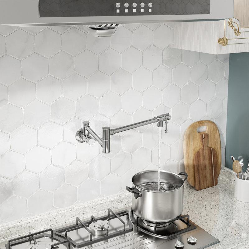 Robinet de cuisine mural à bras pivotant et à bras articulé traditionnel Casain, Chrome