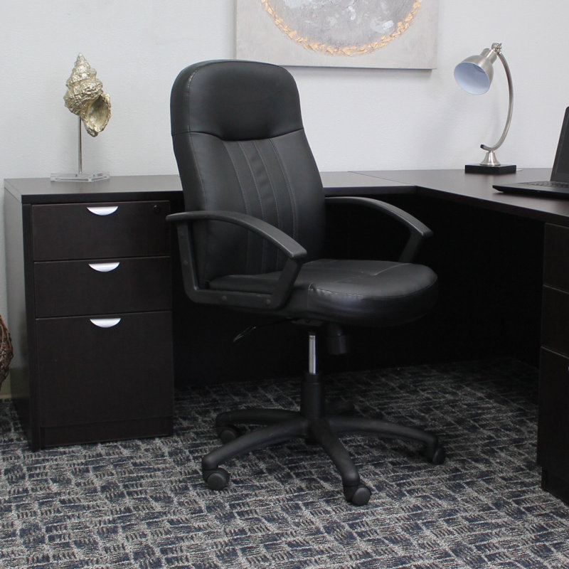 Contemporary Vinyl Executive Chair, Black