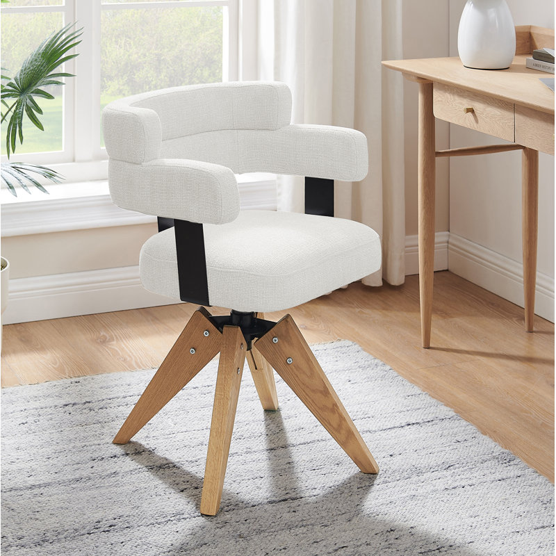 Breunna Linen Upholstered Home Office Task Chair, White