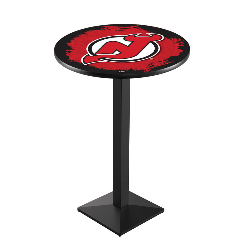 Table de salle à manger 30 po NHL, New Jersey Devils, Noir froissé