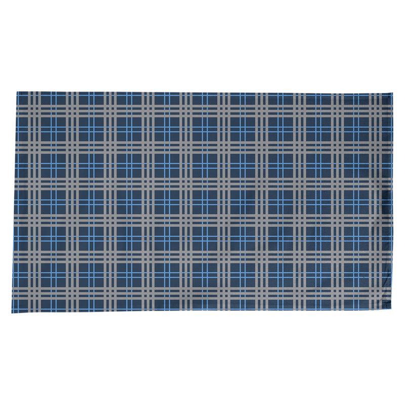 Nappe en mélange de coton à carreaux, Bleu marine / bleu / argent