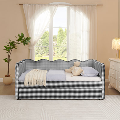 Cute Plaid Sofa Bed with USB Charging, Rounded Corners, and Easy Assembly for Modern Living by Latitude Run