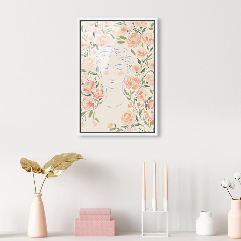 Artemis And Flowers Print by Oliver Gal, 16"H x 11"W, White Floater Frame
