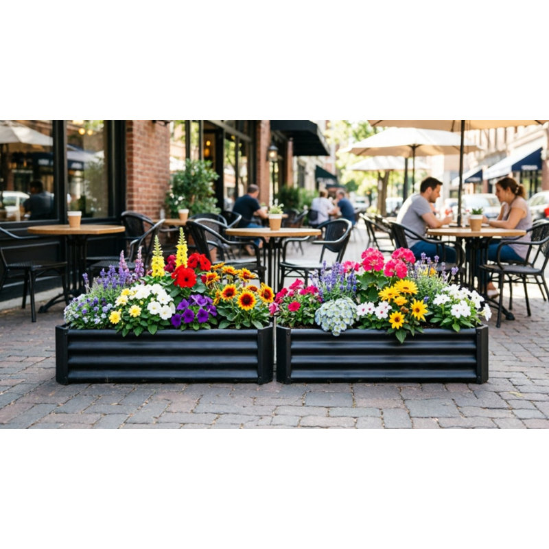 71 In. X 36 In. X 12 In.rectangle Metal Raised Garden Bed（2Pack）, 12" H x 36" W x 71" D, Black