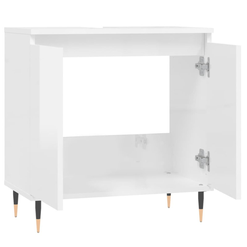 Makyrah Floor Mounted Bathroom Cabinet, High Gloss White