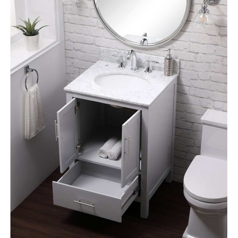 Ensemble de meuble-lavabo simple 24 po Gilley, Blanc de Carrare, Gris